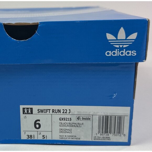 Adidas Swift Run 22 J Kids Black Pink Leopard Running Shoes Sneakers GX9215 - Picture 9 of 10